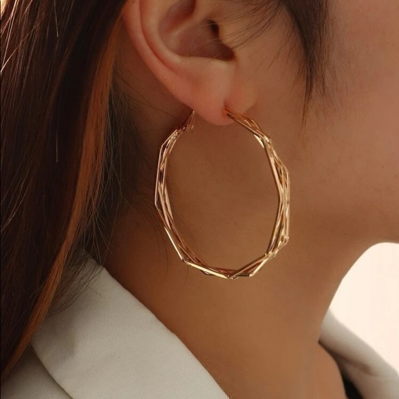 Tangle Hoop Earrings Layered Golden - Picture 1 of 9